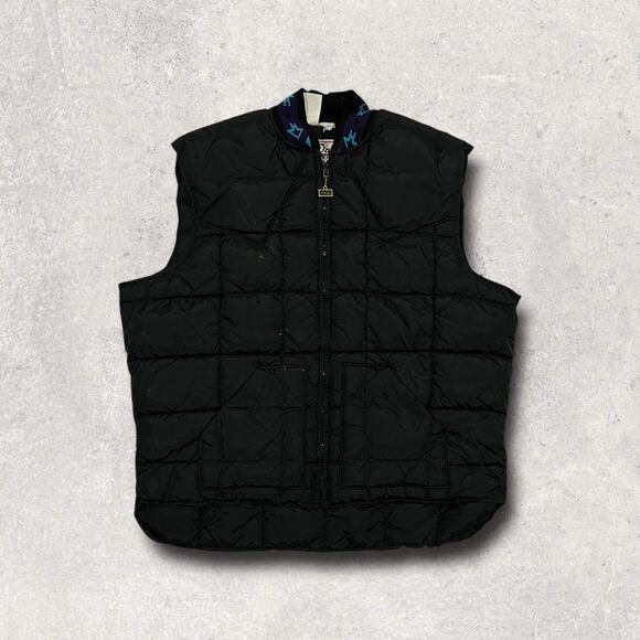 ★ Walls (Vintage) Black Full-Zip Quilted Puffer Vest w/ Collar Design ★ - Picture 7 of 7